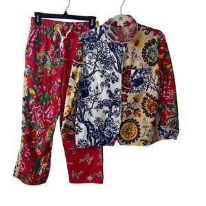 Benjimu Womens Pajama Set Size Small Multicolor Mixed Print Floral Pure Cotton